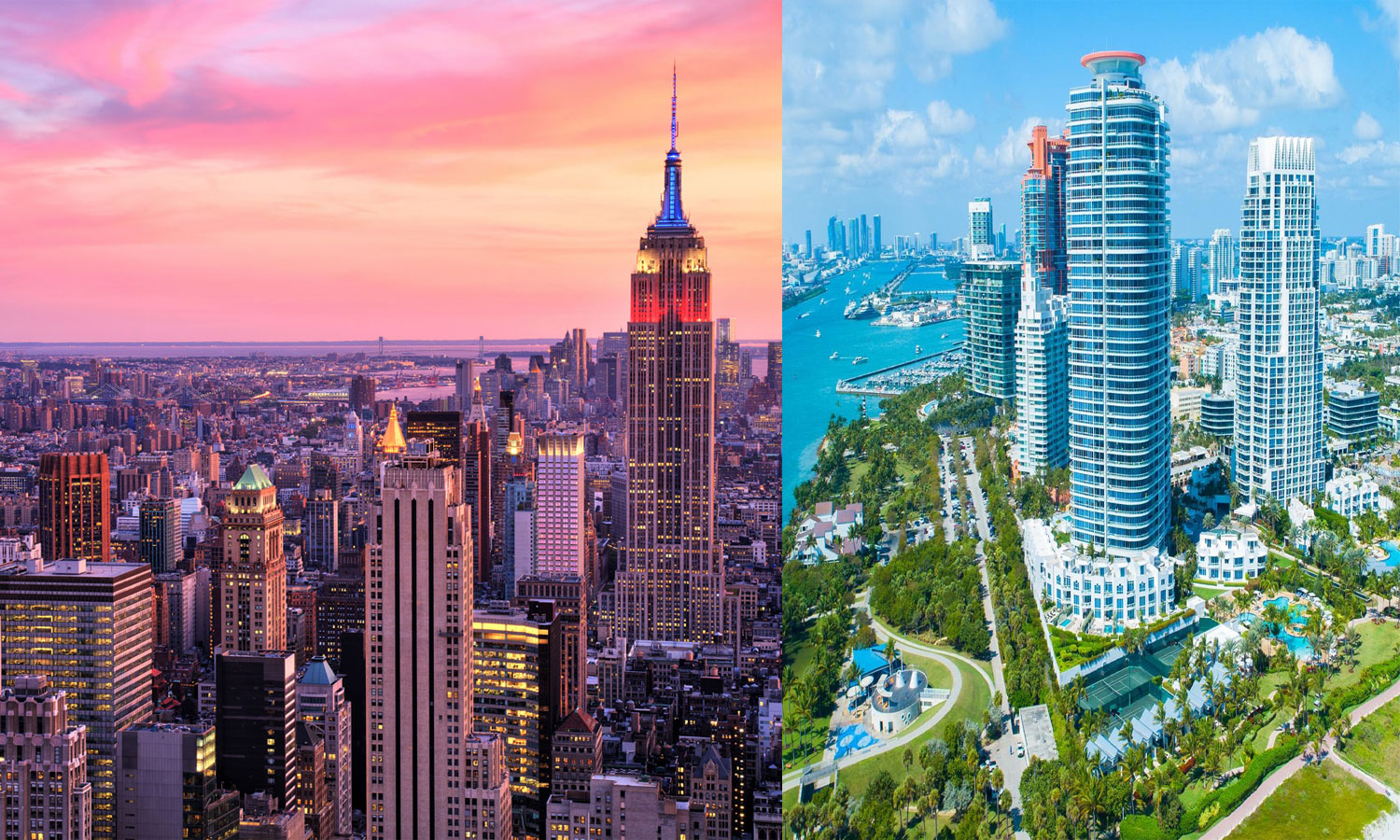 New York City and Miami