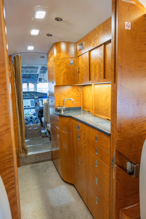 Falcon 2000EX EASy galley cabinets and storage space