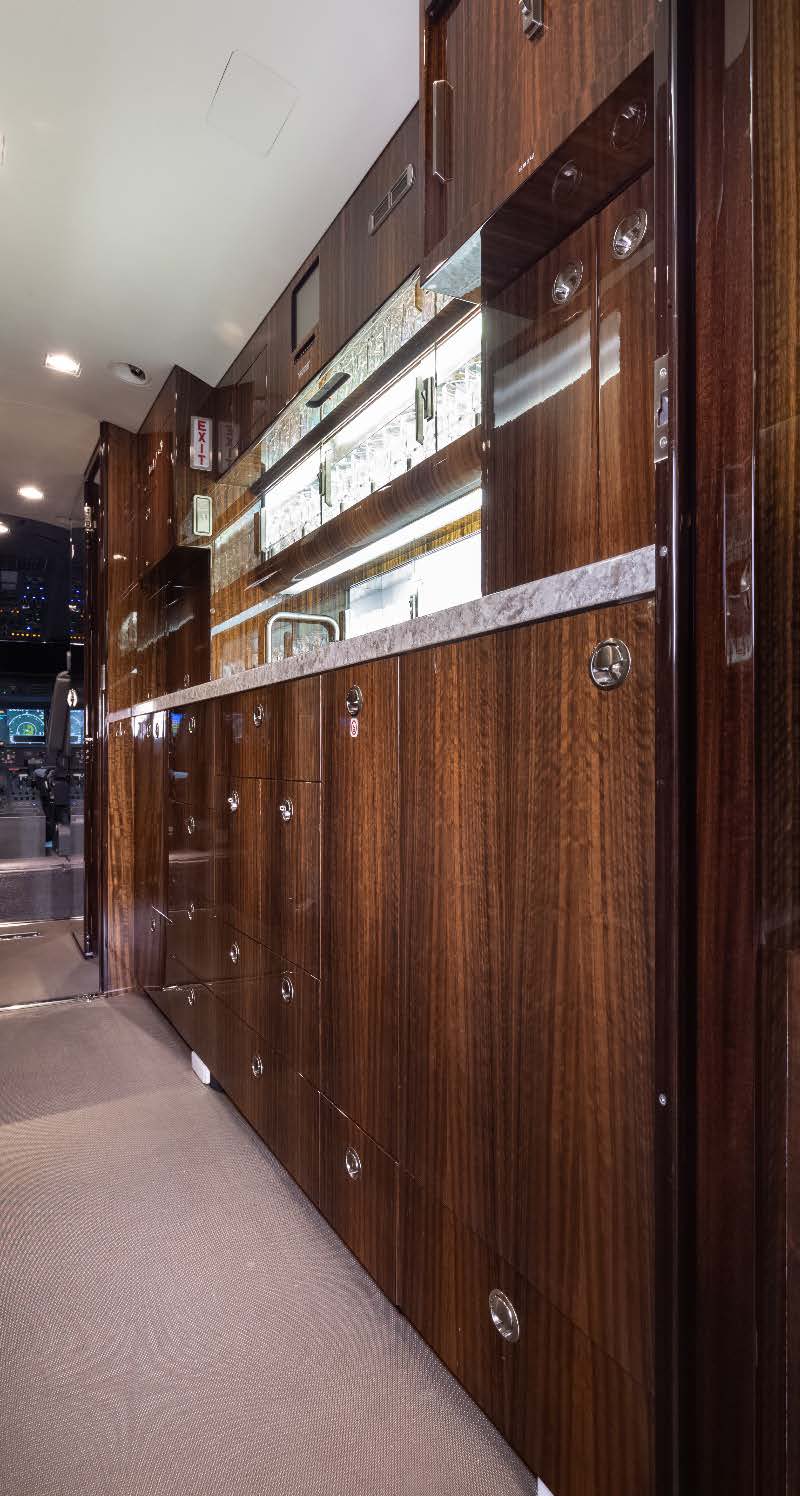 2014 Gulfstream G550 forward galley with storage and countertop detail