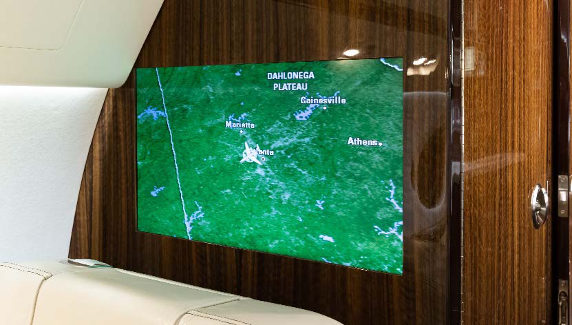 2014 Gulfstream G550 cabin bulkhead monitor with moving map display