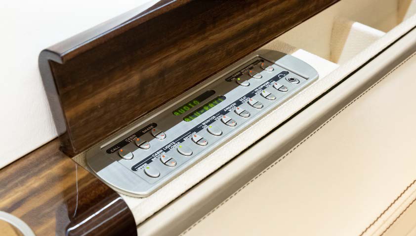 2014 Gulfstream G550 passenger cabin seat control and lighting panel