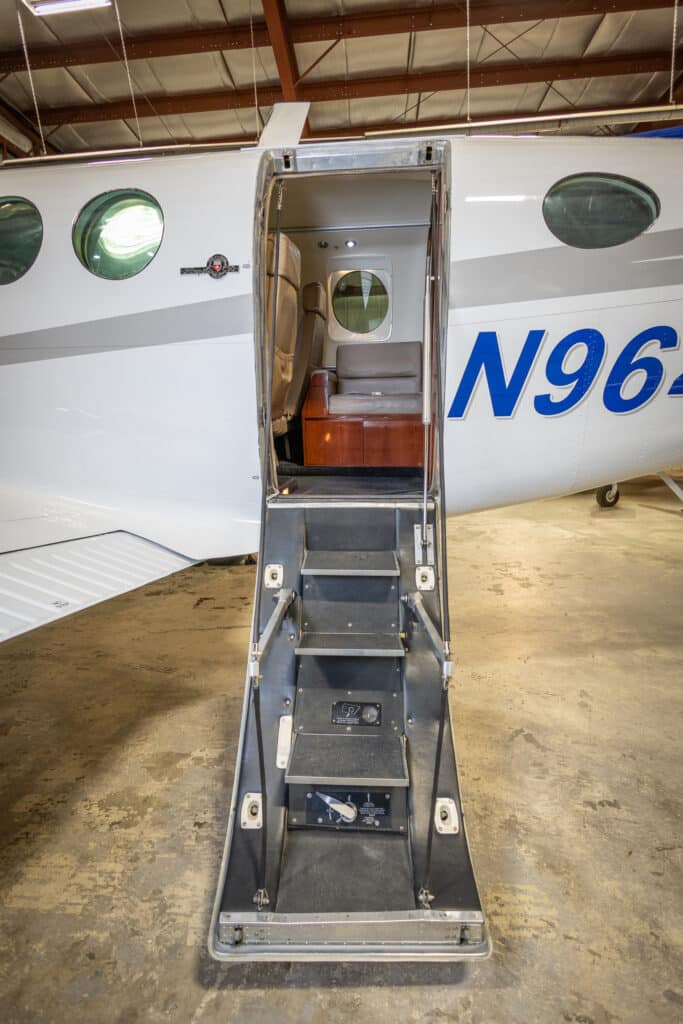 1982 Beechcraft King Air C90 open airstair entry door and cabin entrance
