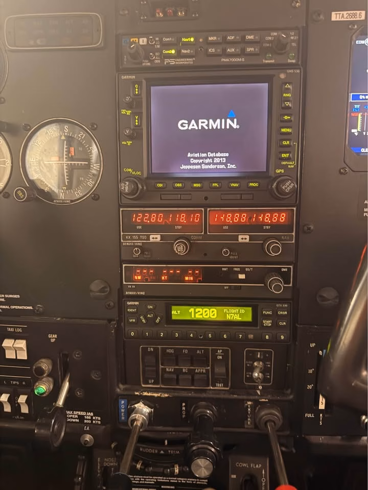 1979 Cessna 210N N7AL Garmin GNS 530 avionics stack and autopilot controls